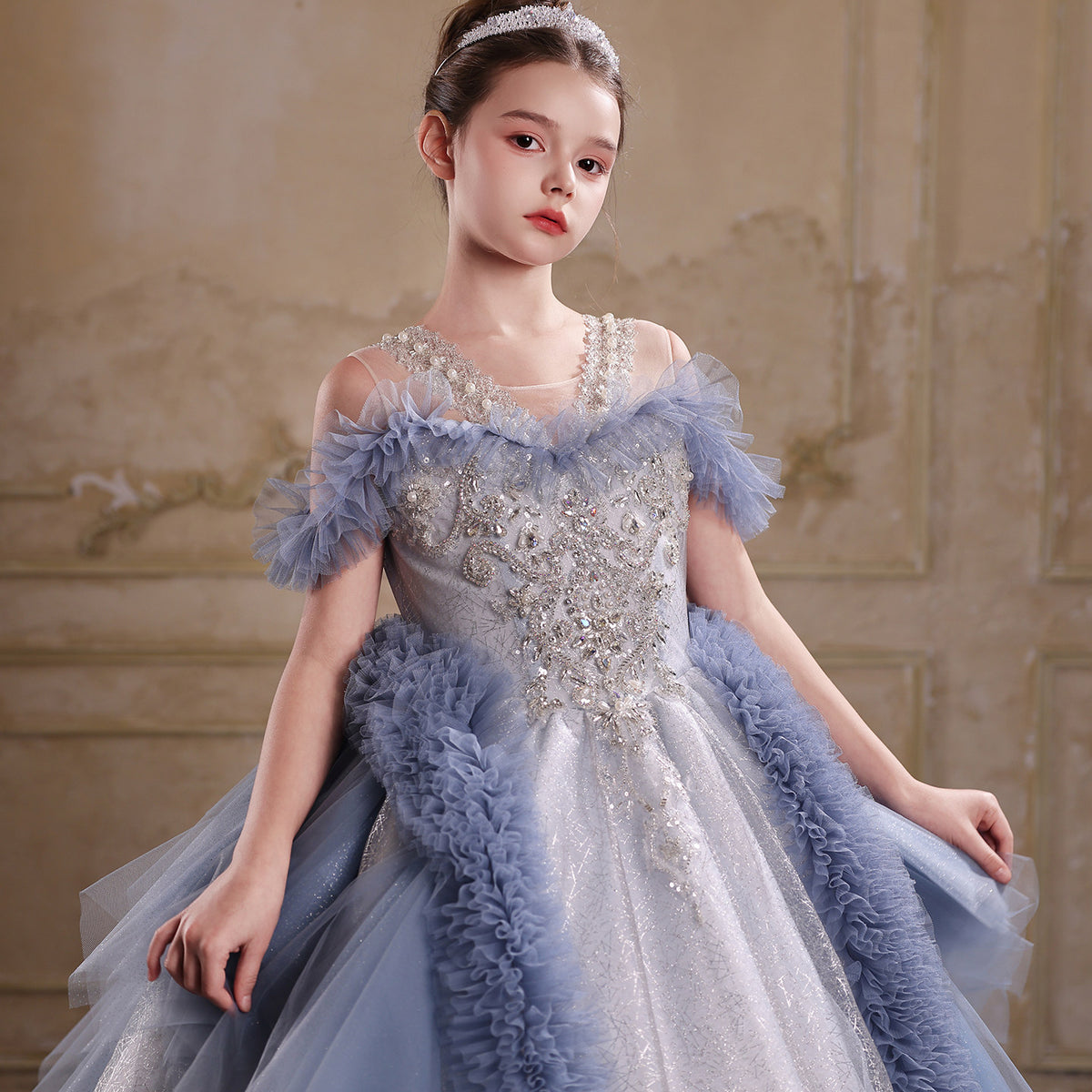 Jill Wish J105 blue beaded princess gown