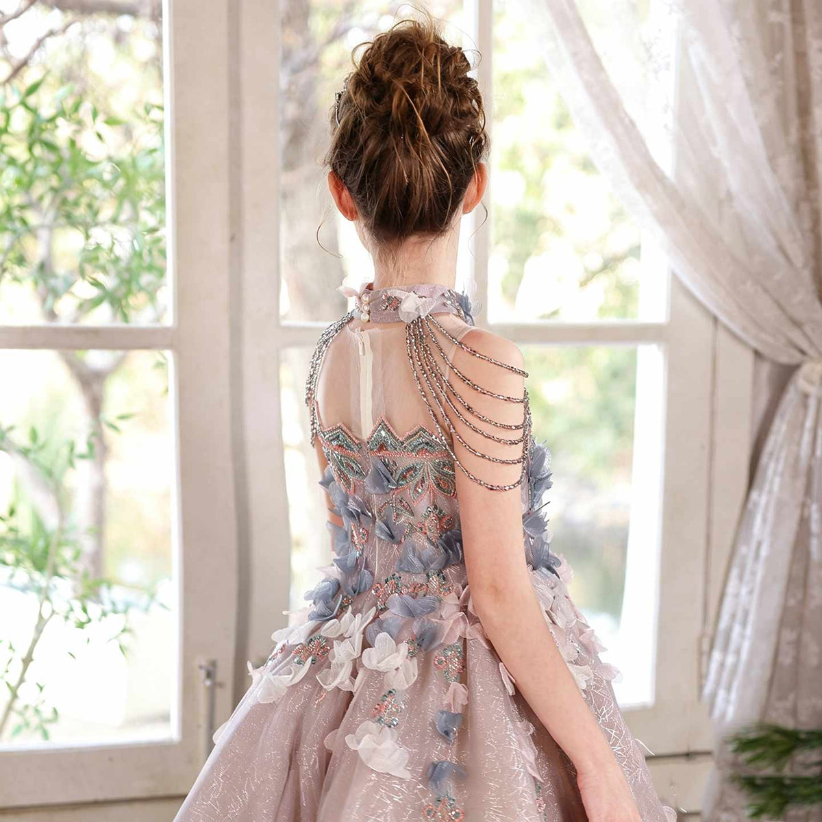 Jill Wish J110 dusty pink flower girl dress front view