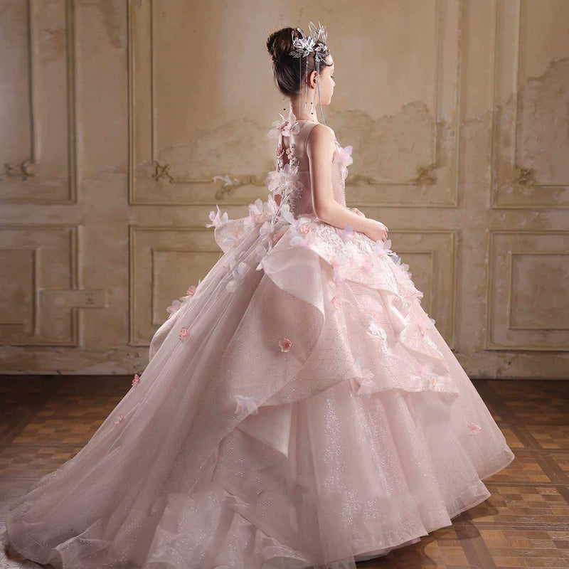 Jill Wish J111 pink 3D floral flower girl dress