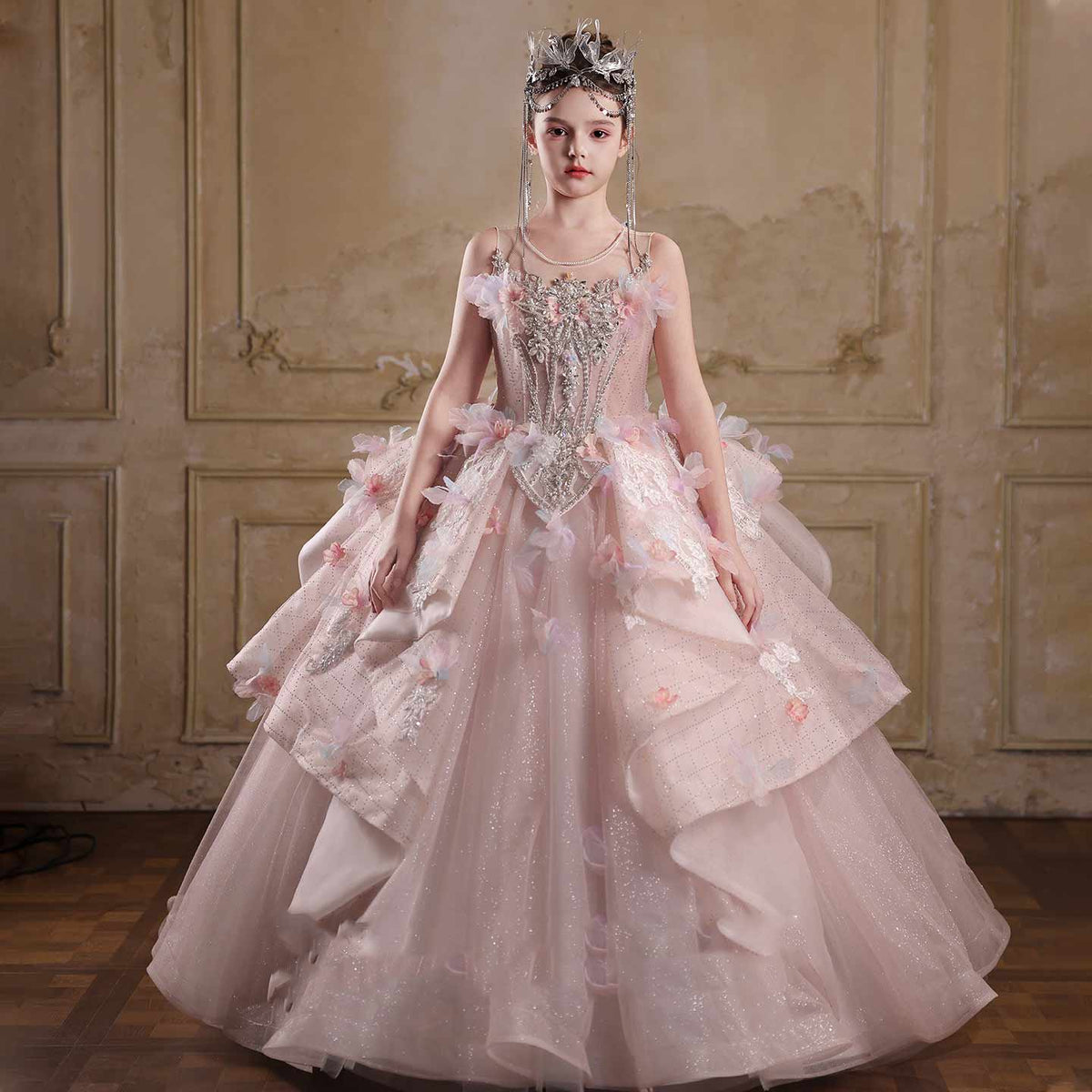Jill Wish J111 pink beaded princess gown