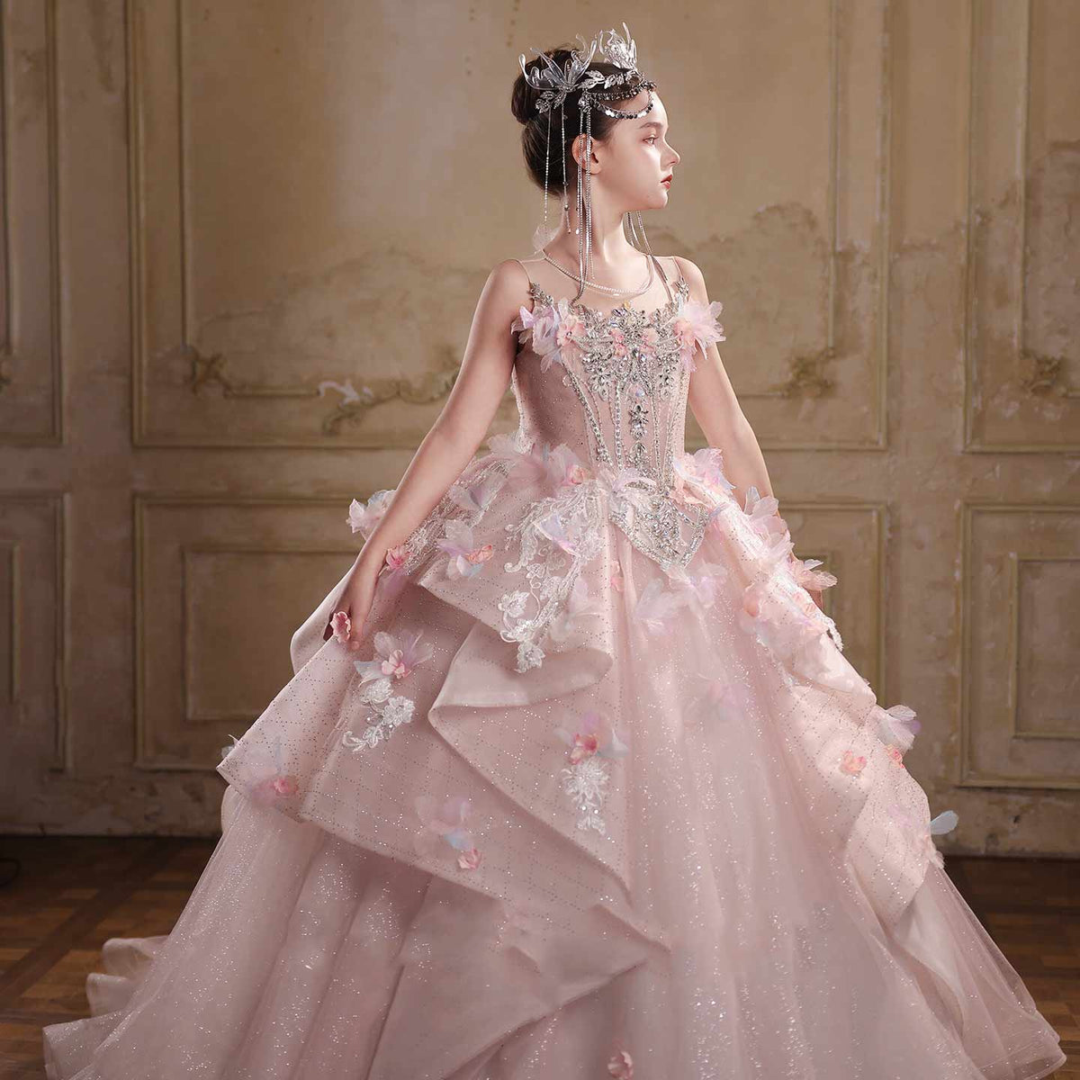 Jill Wish J111 pink tulle flower girl dress