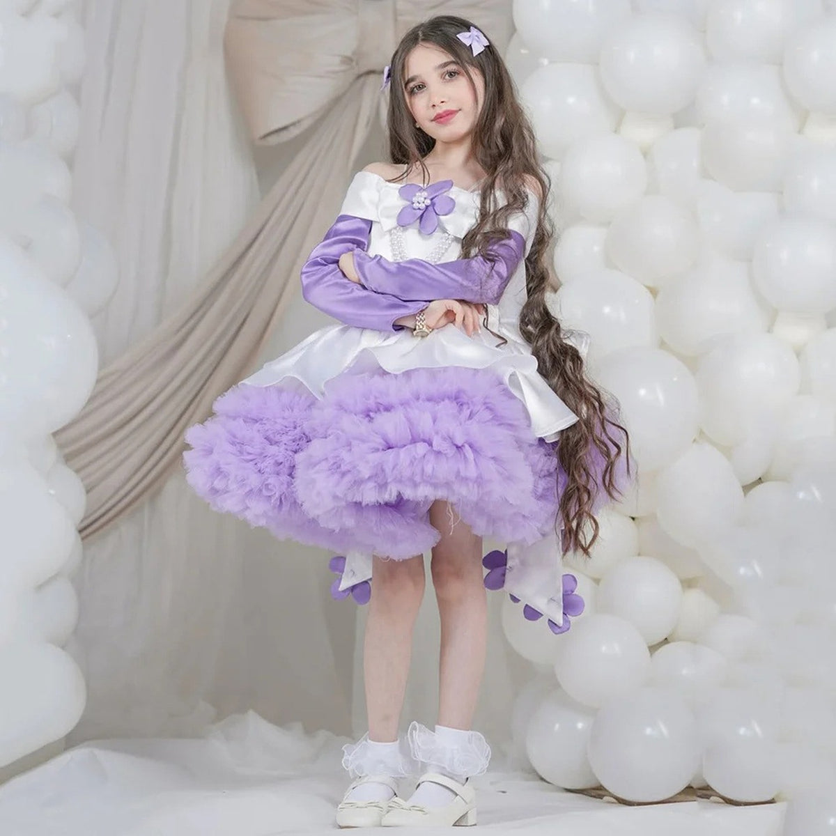 lilac flower girl dress J431, product view 2