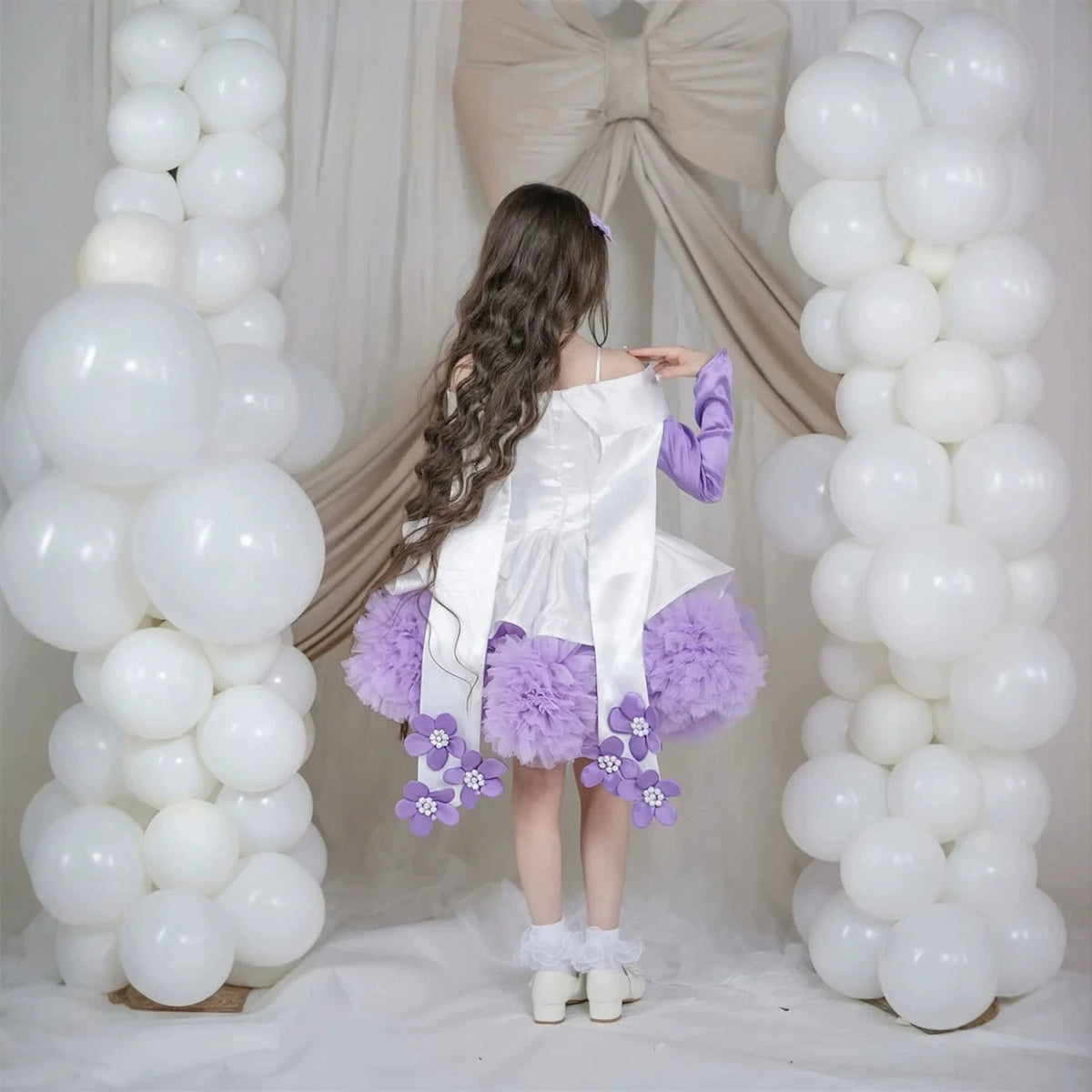 lilac flower girl dress J431, product view 4