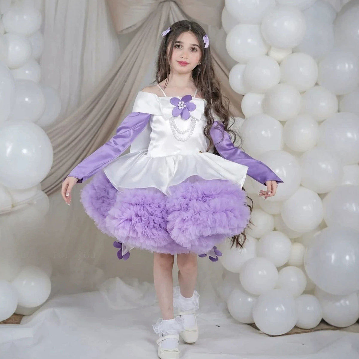 lilac flower girl dress J431, product view 6