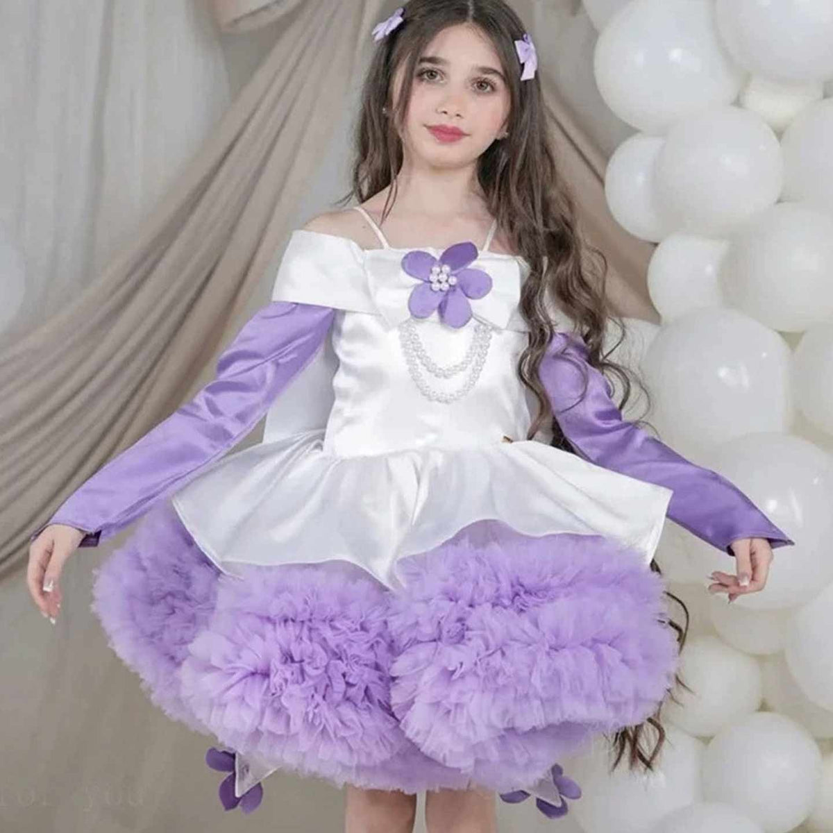 lilac flower girl dress J431, product view 7