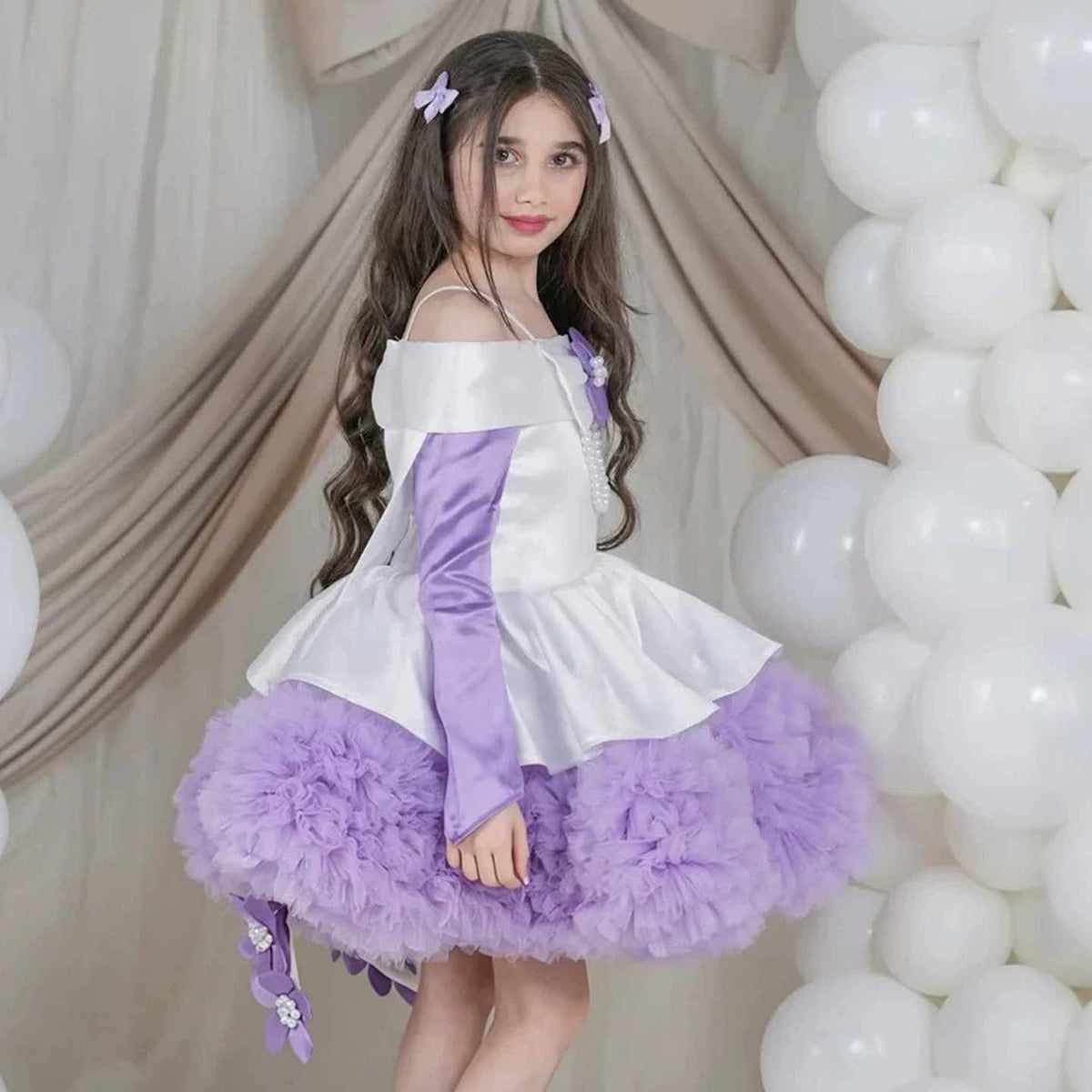 lilac flower girl dress J431, product view 8
