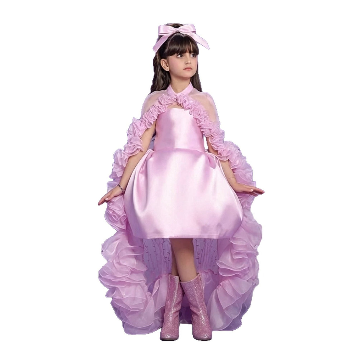 pink flower girl dress J436, product view 1