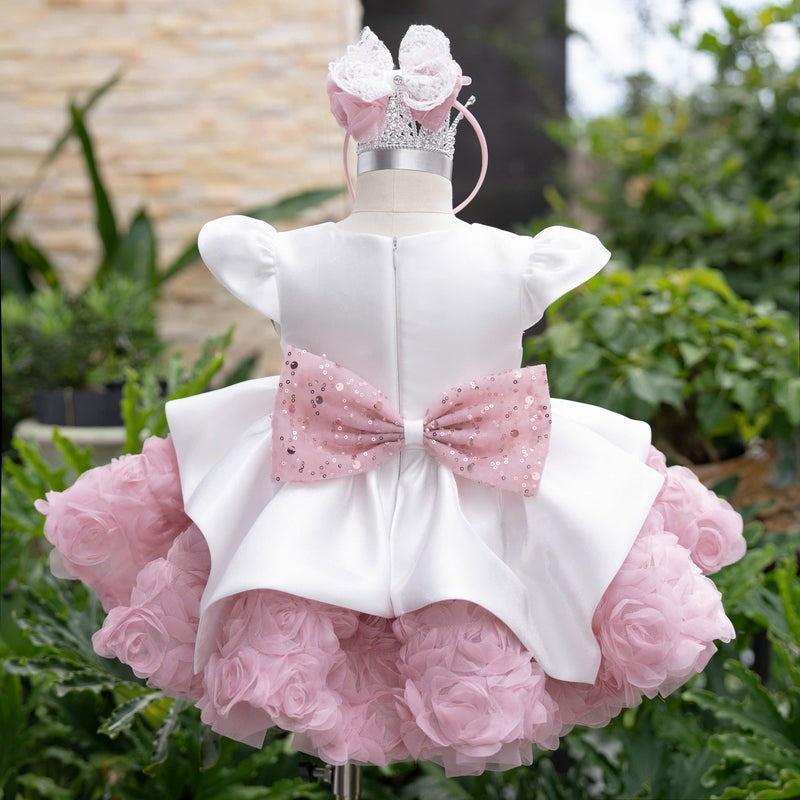 J927 satin girls party dress