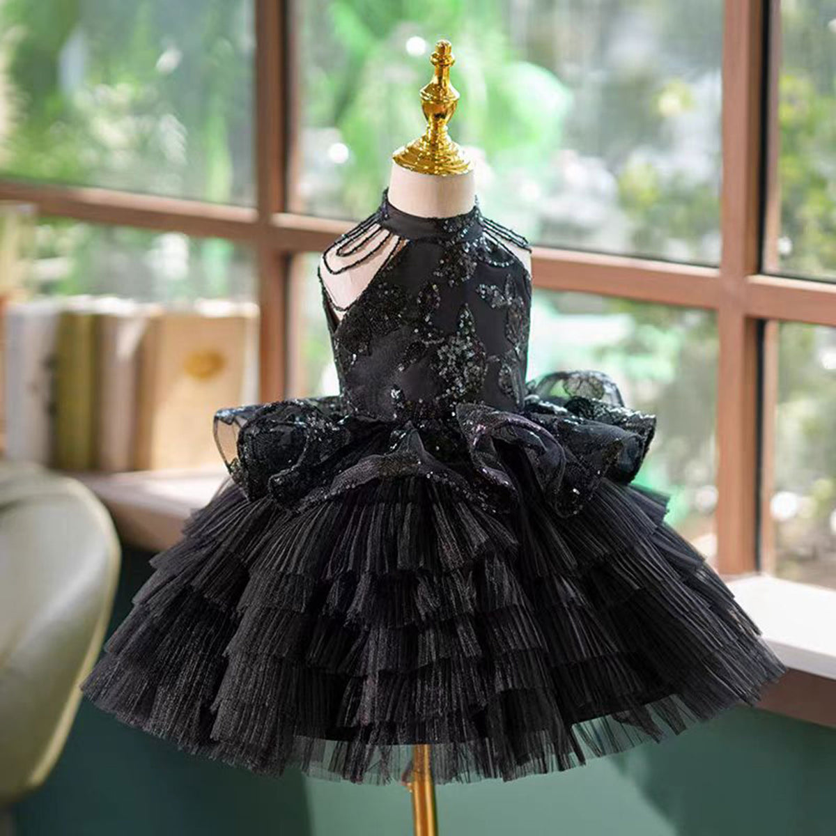 Jill Black Girl Dress Pricess Kids 1st Birthday Party Pageant Gown J451