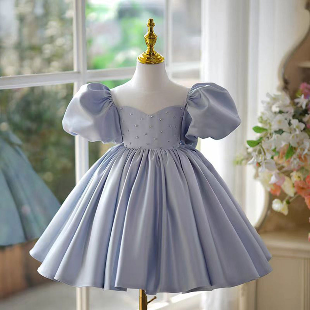 Blue Girl Dress Pearls Kids 1st Toddler Birthday Party Holiday Prom Go Jill Wish Blue Girl Dress Pearls Kids 1st Toddler Birthday Party Holiday Prom Go Jill Wish