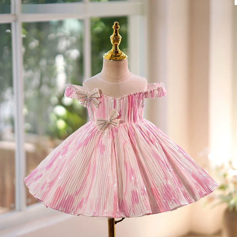 Jill Blue Girls Dress Pleated Fabric Birthday Ball Gown J432