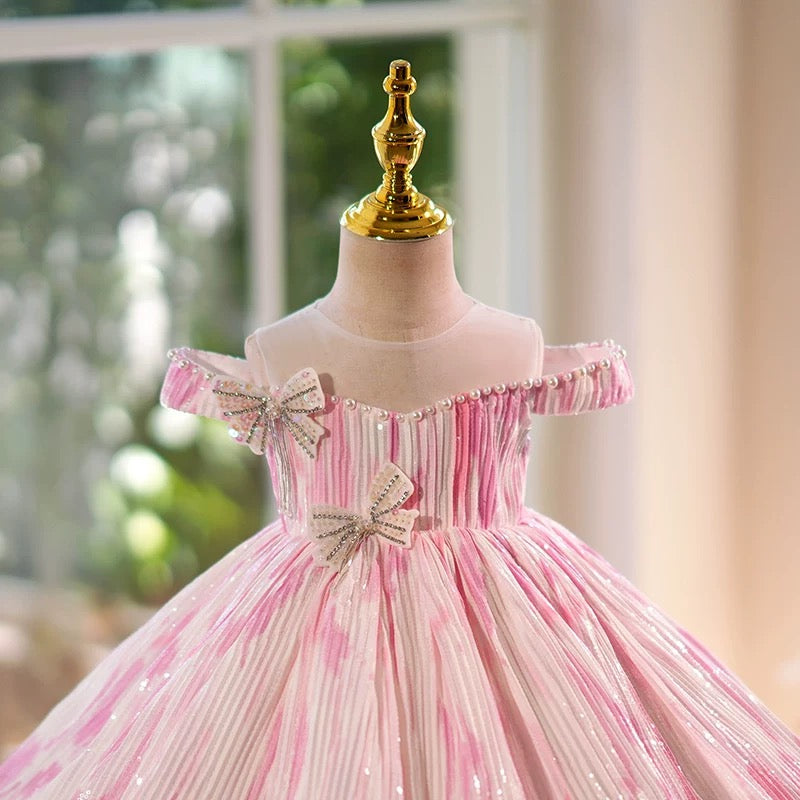 Jill Blue Girls Dress Pleated Fabric Birthday Ball Gown J432