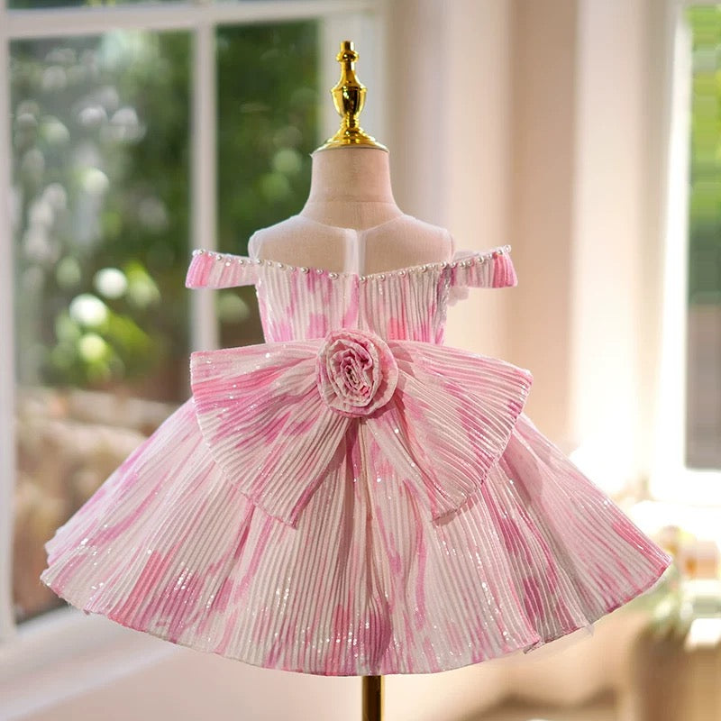Jill Blue Girls Dress Pleated Fabric Birthday Ball Gown J432