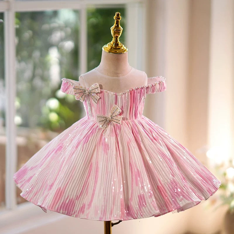 Jill Blue Girls Dress Pleated Fabric Birthday Ball Gown J432