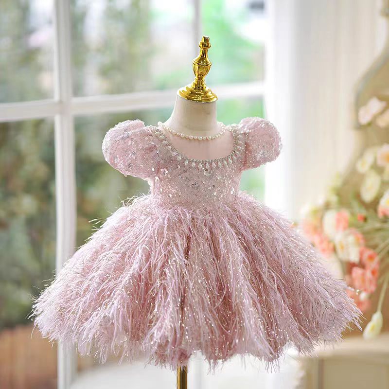 Jill Burgundy Girl Dress Long Sleeve Toddler Kids 1st Birthday Gown J446