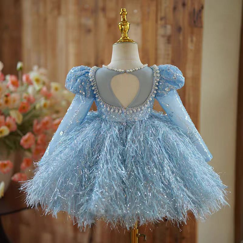 Jill Burgundy Girl Dress Long Sleeve Toddler Kids 1st Birthday Gown J446