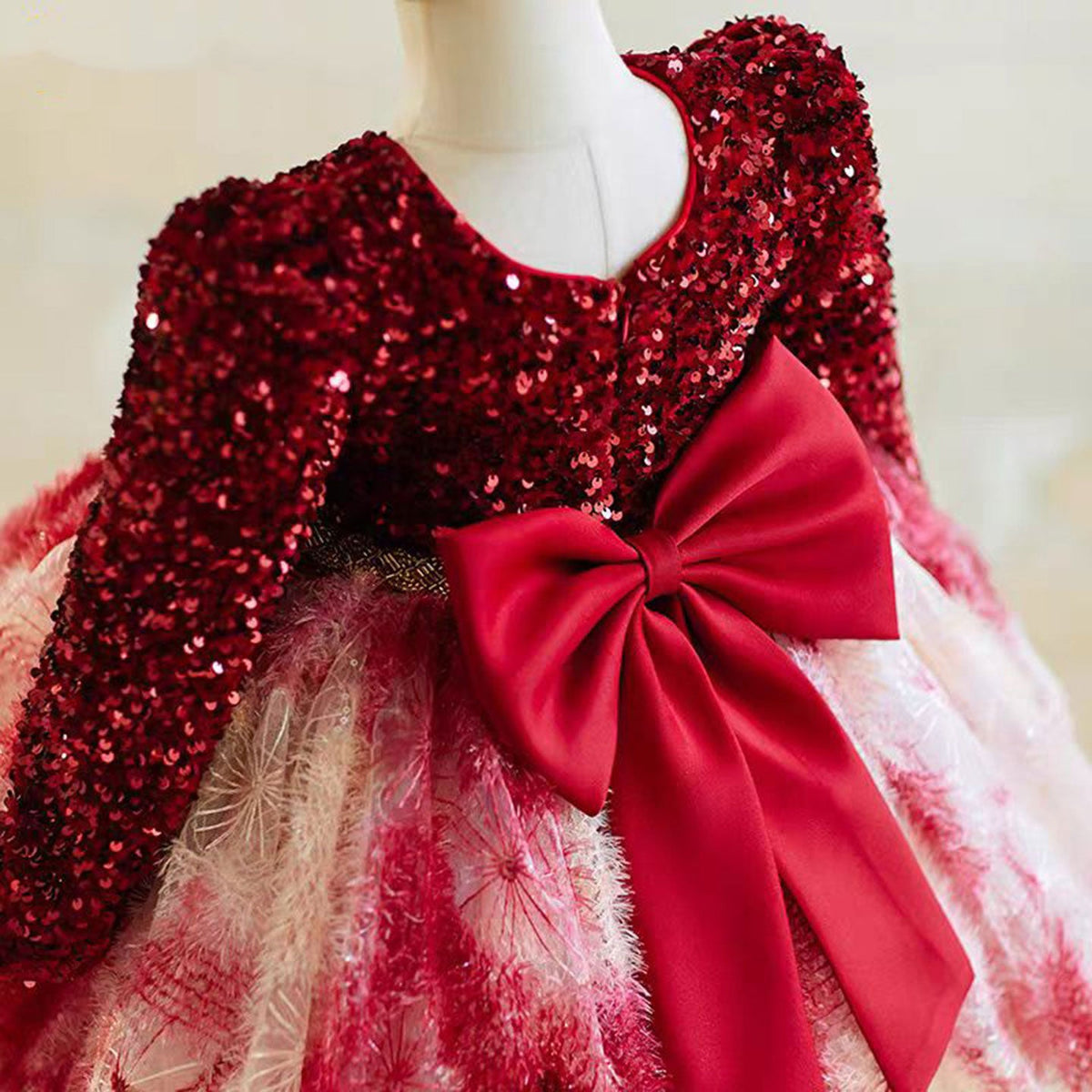 Jill Burgundy Girl Dress for Kids Party Ball Gown J721