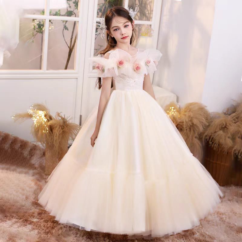 Jill Champagne Flowers Princess Girl Dress for Birthday Pageant J111