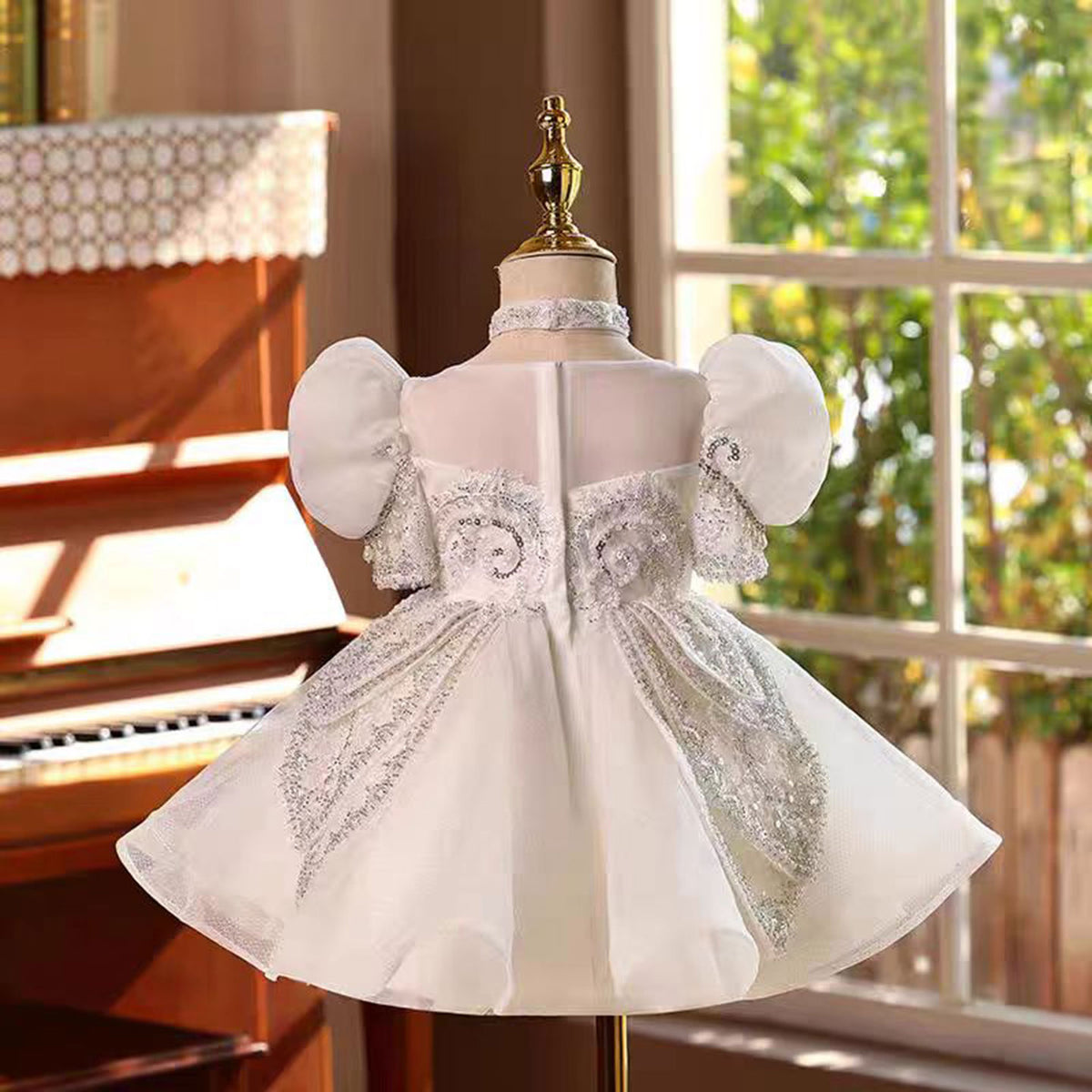 Jill Elegant White Girl Princess Dress Tulle For Kids 1st Birthday J784