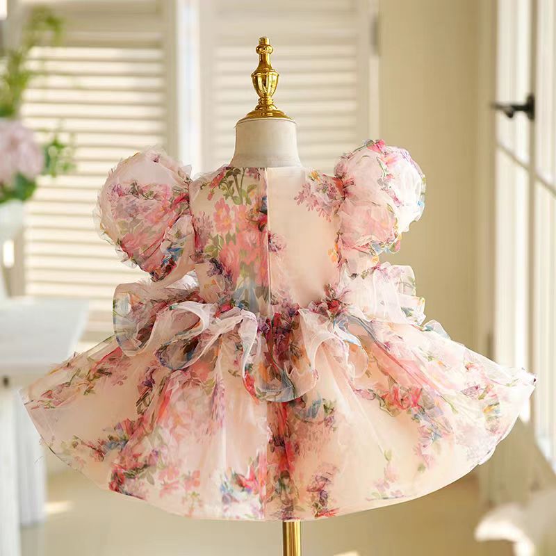 Jill Floral Girl Princess Dress Knee Length Toddler 1st Birthday J410