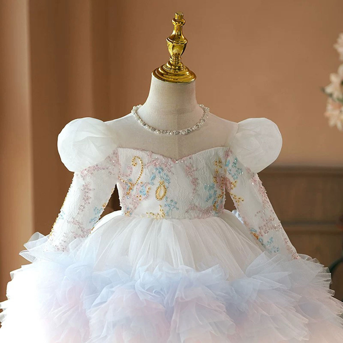 Jill Floral Girl Princess Dress Knee Length for 1st Birthday J408