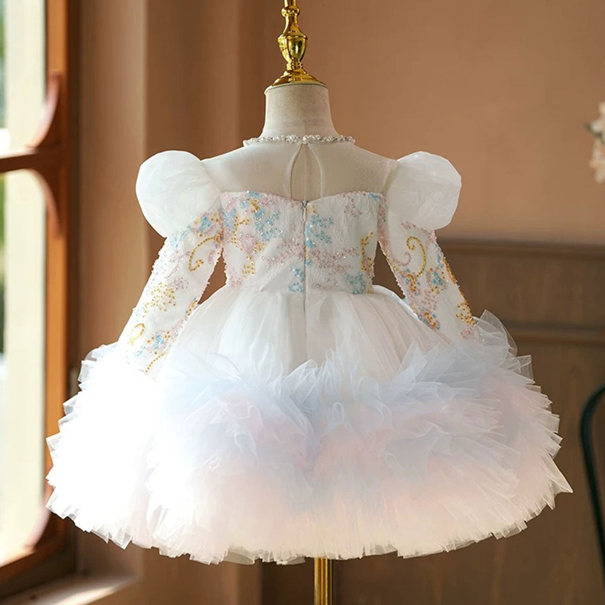 Jill Floral Girl Princess Dress Knee Length for 1st Birthday J408