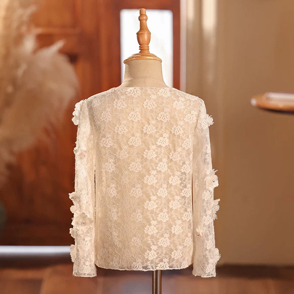 Jill Girls' Dress Dottoming Shirt Foreign Style With Hollow Inner W003
