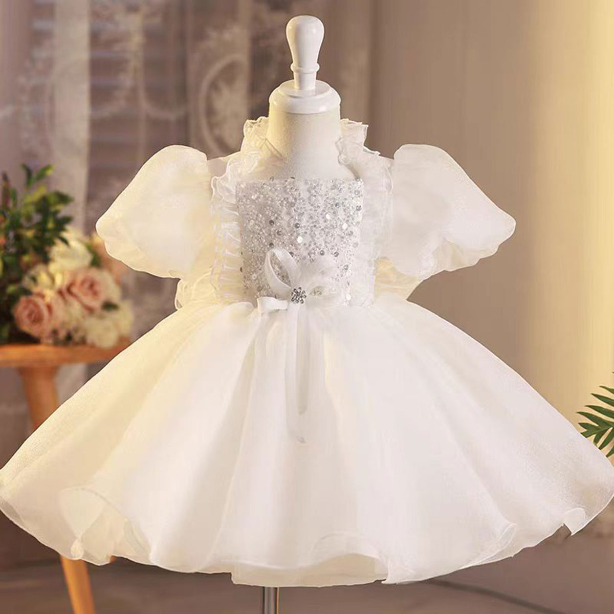 Jill Graceful Flower Princess Girl Dress Tulle for Kids Wedding Party Gown J493
