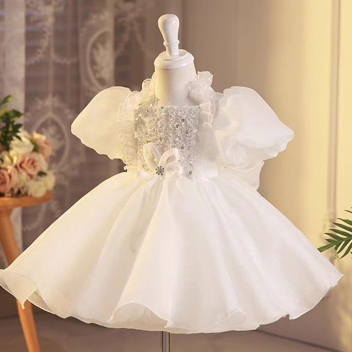 Jill Graceful Flower Princess Girl Dress Tulle for Kids Wedding Party Gown J493