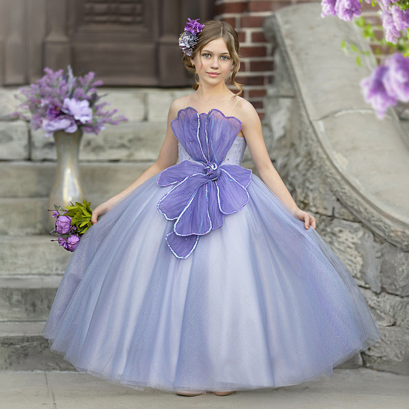 Jill Lilac Girl Dress Sequined Kids Pageant Girl Dress J331