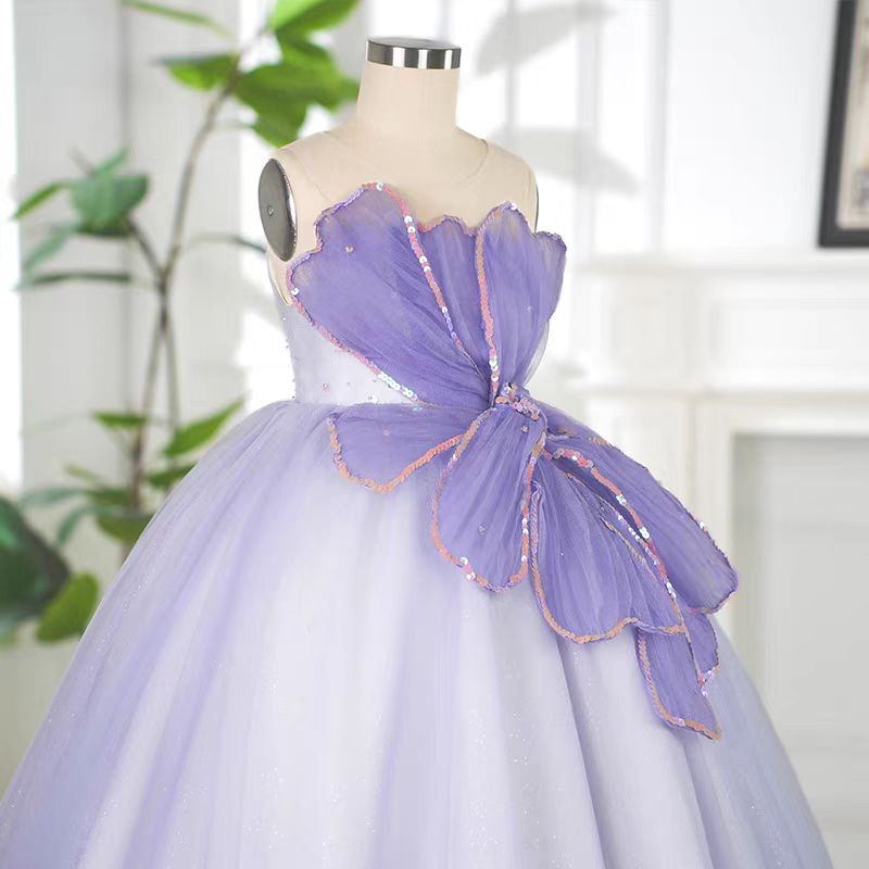 Jill Lilac Girl Dress Sequined Kids Pageant Girl Dress J331