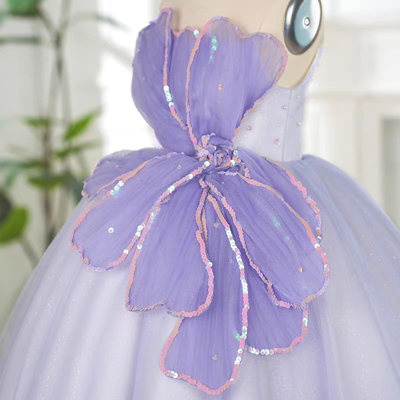 Jill Lilac Girl Dress Sequined Kids Pageant Girl Dress J331