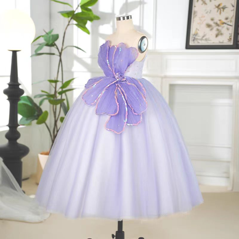 Jill Lilac Girl Dress Sequined Kids Pageant Girl Dress J331