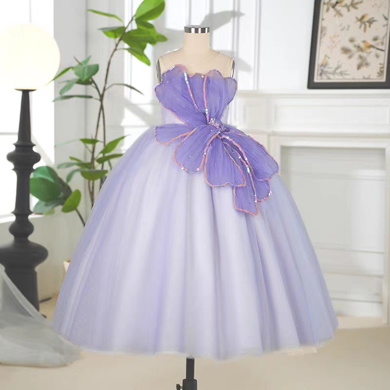 Jill Lilac Girl Dress Sequined Kids Pageant Girl Dress J331