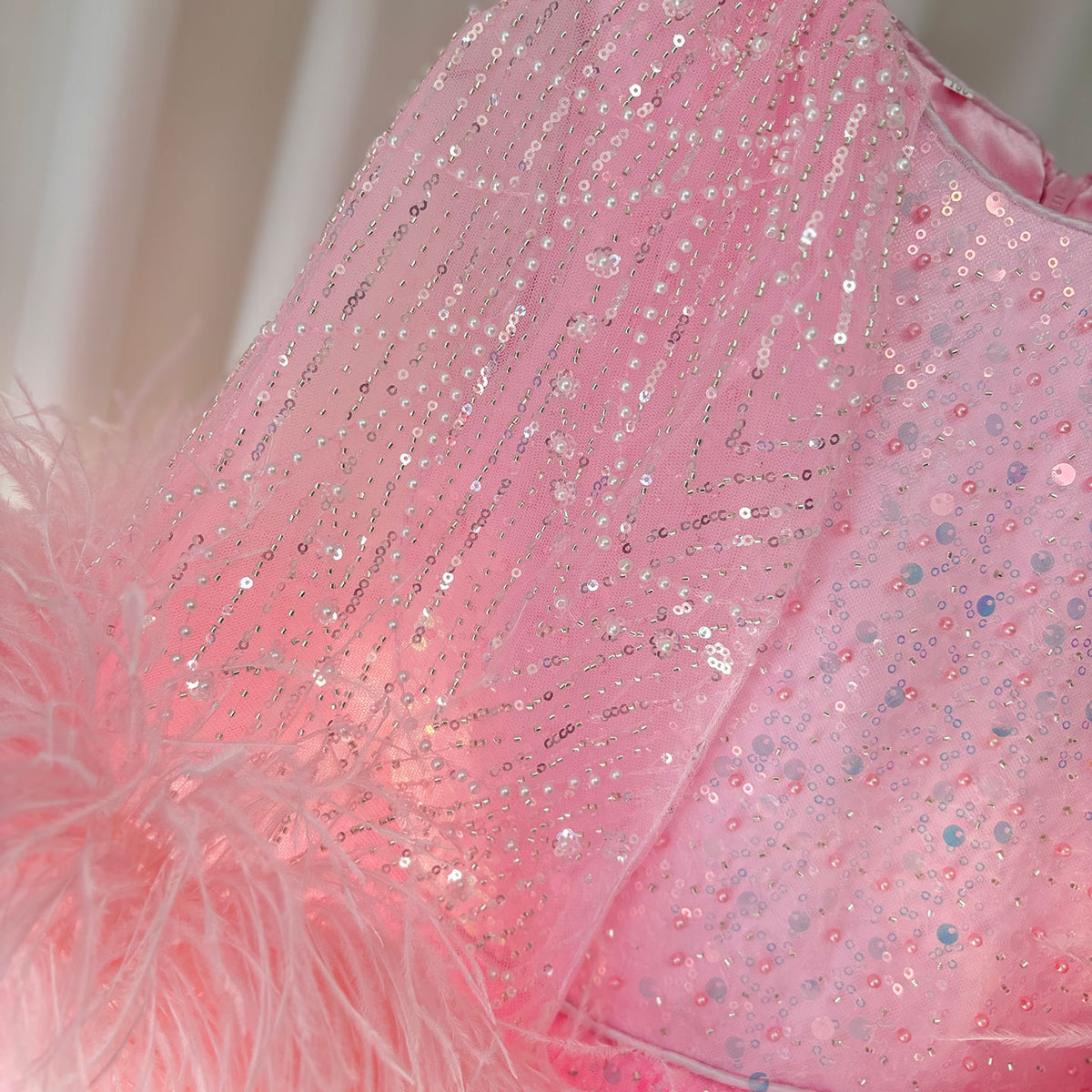 Jill Luxury Blue Girl Dress Feathers Cap Sleeve Kid Princess J170