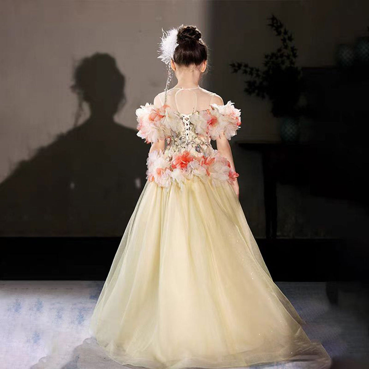 Jill Luxury Embroidery Champagne A-Line Girl Dress J064