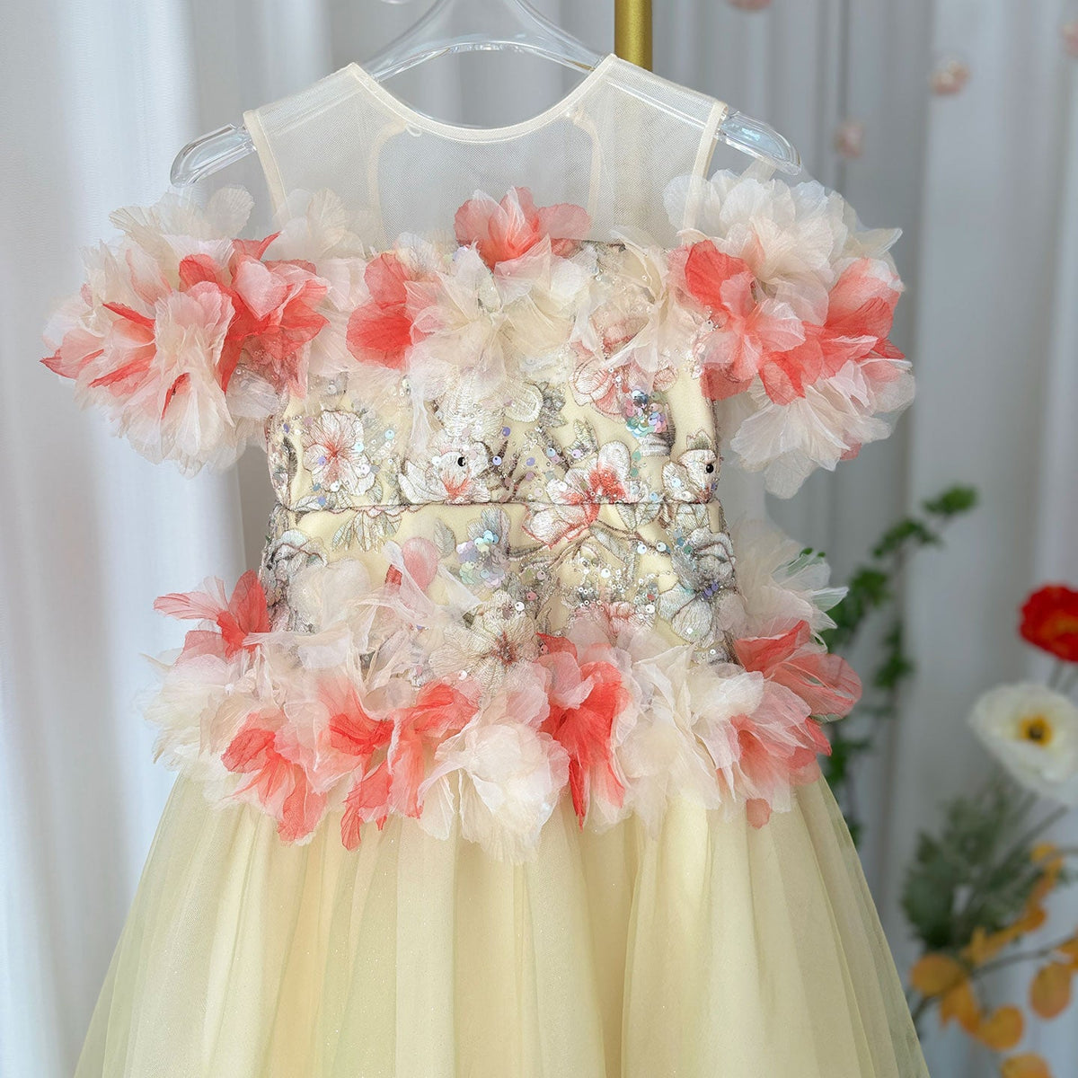 Jill Luxury Embroidery Champagne A-Line Girl Dress J064