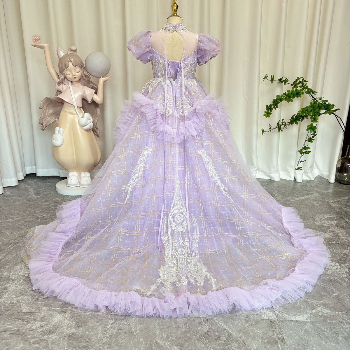 Jill Luxury Luxury Beaded Lilac Girl Dress Arabic Long Dress J184
