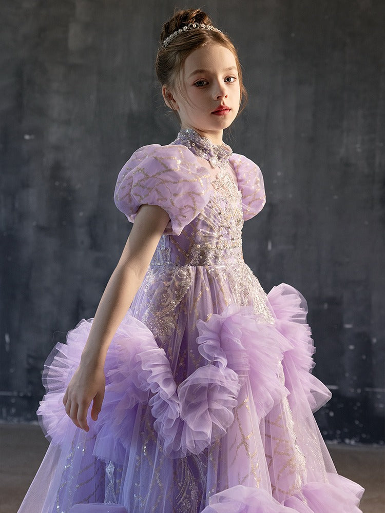 Jill Luxury Luxury Beaded Lilac Girl Dress Arabic Long Dress J184