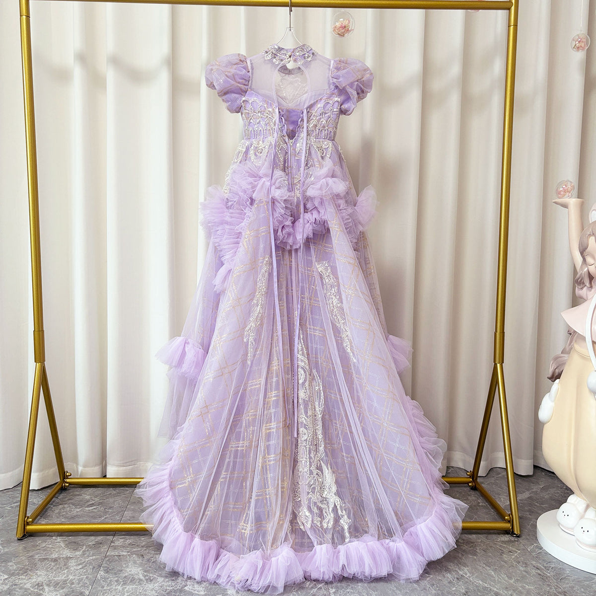 Jill Luxury Luxury Beaded Lilac Girl Dress Arabic Long Dress J184