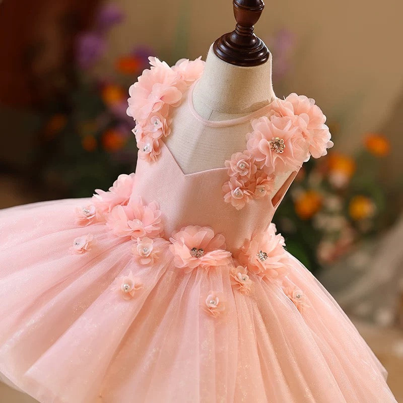 Jill Pink Flower Girl Dress Knee Length Toddler 1st Birthday Party J417