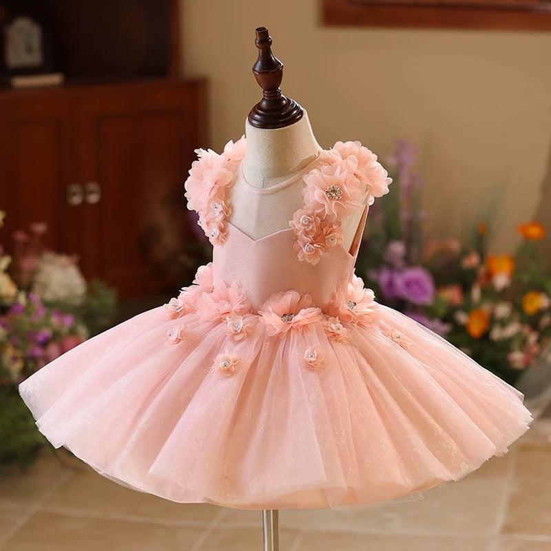 Jill Pink Flower Girl Dress Knee Length Toddler 1st Birthday Party J417