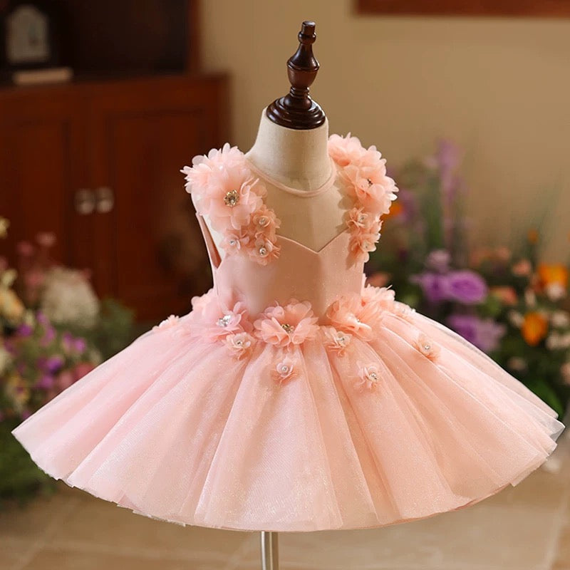 Jill Pink Flower Girl Dress Knee Length Toddler 1st Birthday Party J417