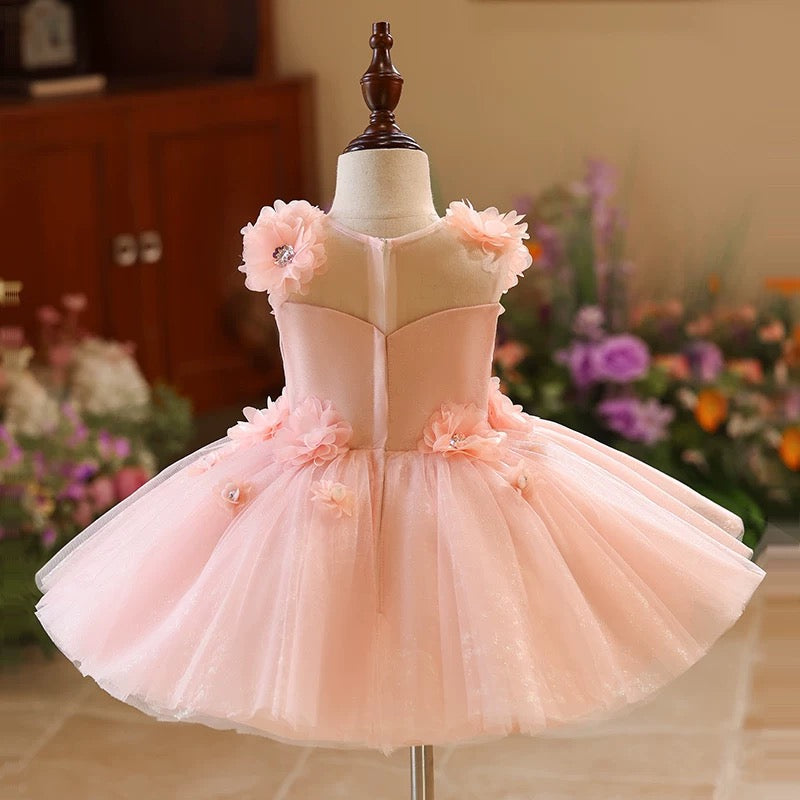 Jill Pink Flower Girl Dress Knee Length Toddler 1st Birthday Party J417