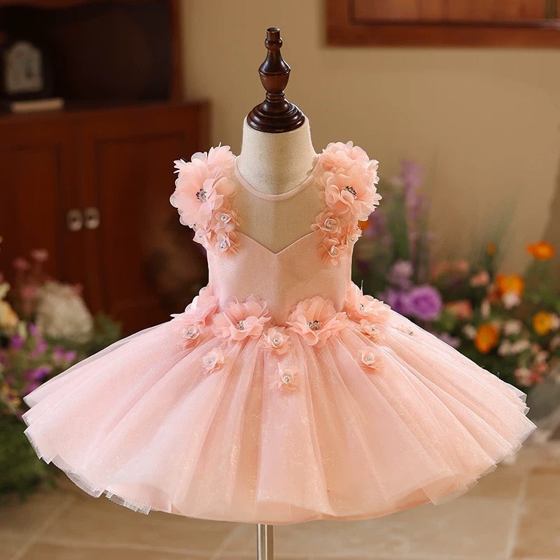 Jill Pink Flower Girl Dress Knee Length Toddler 1st Birthday Party J417