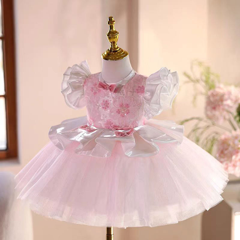 Jill Pink Flower Girl Dress Toddler Kids 1st Wedding Birthday Party Ball Gown J487