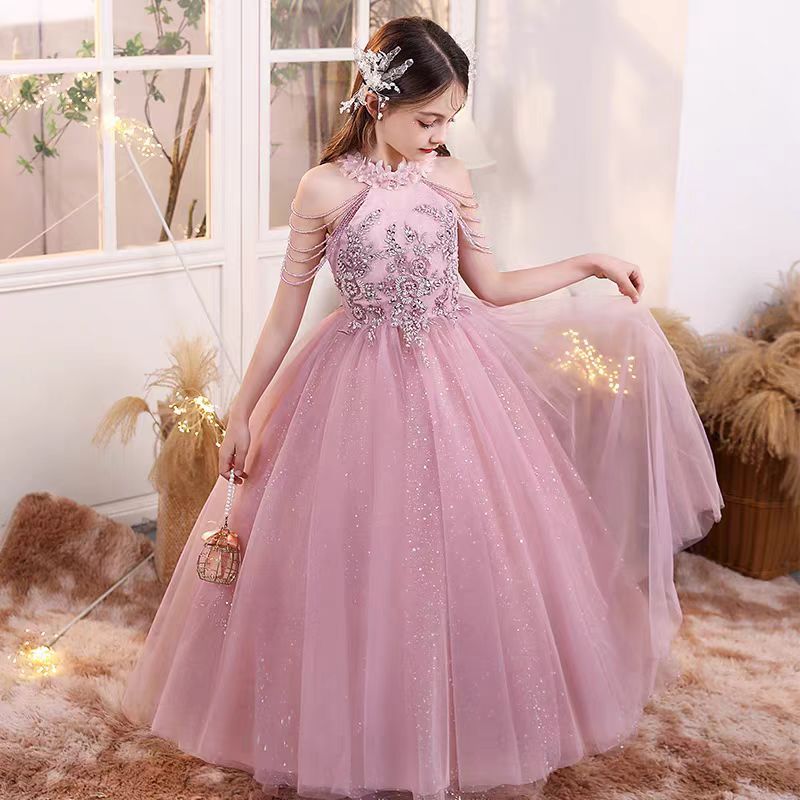 Jill Pink Flower Girl Dress kids Birthday Holiday Party Gown J232