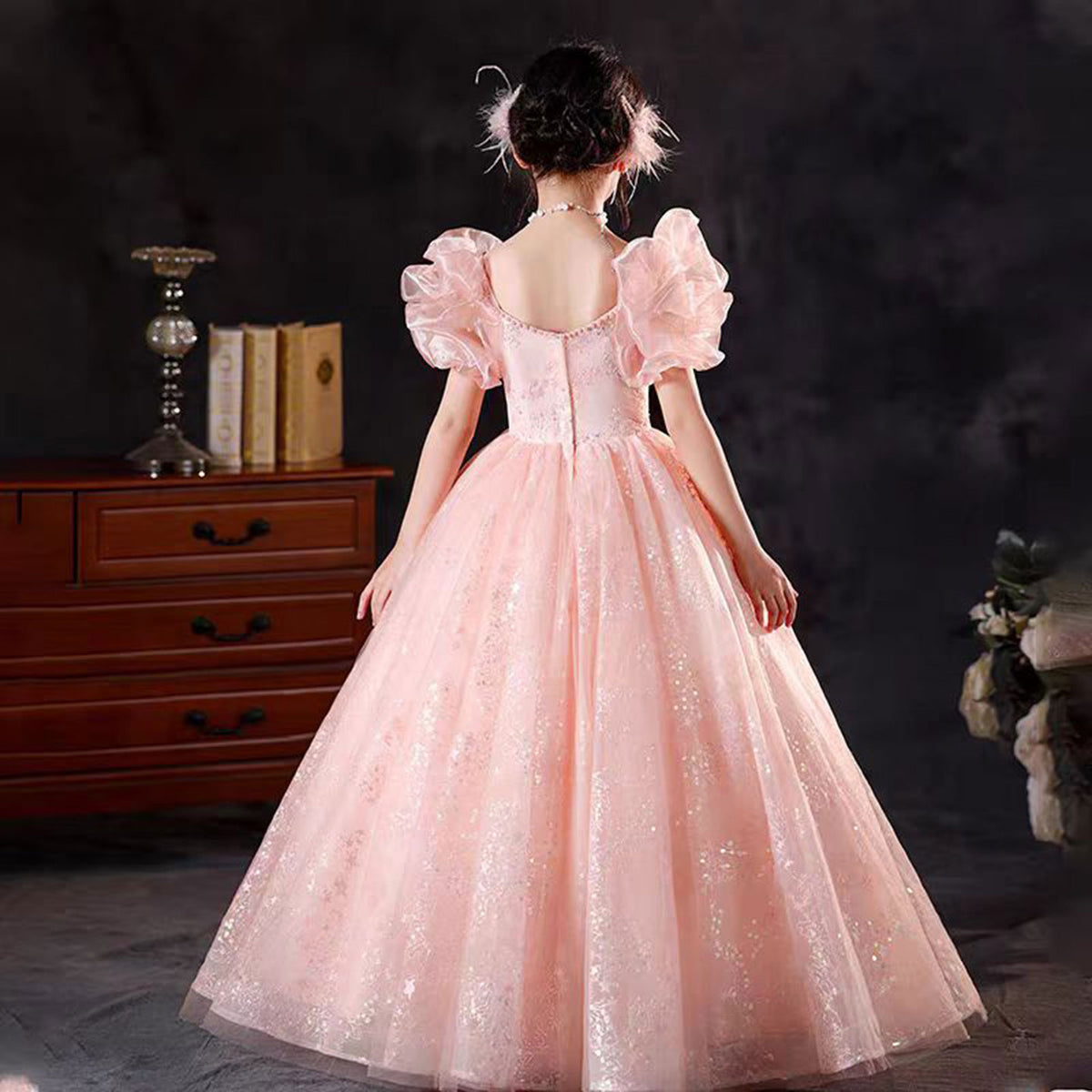 Jill Pink Flower Girl Dress kids Birthday Holiday Party Gown J372