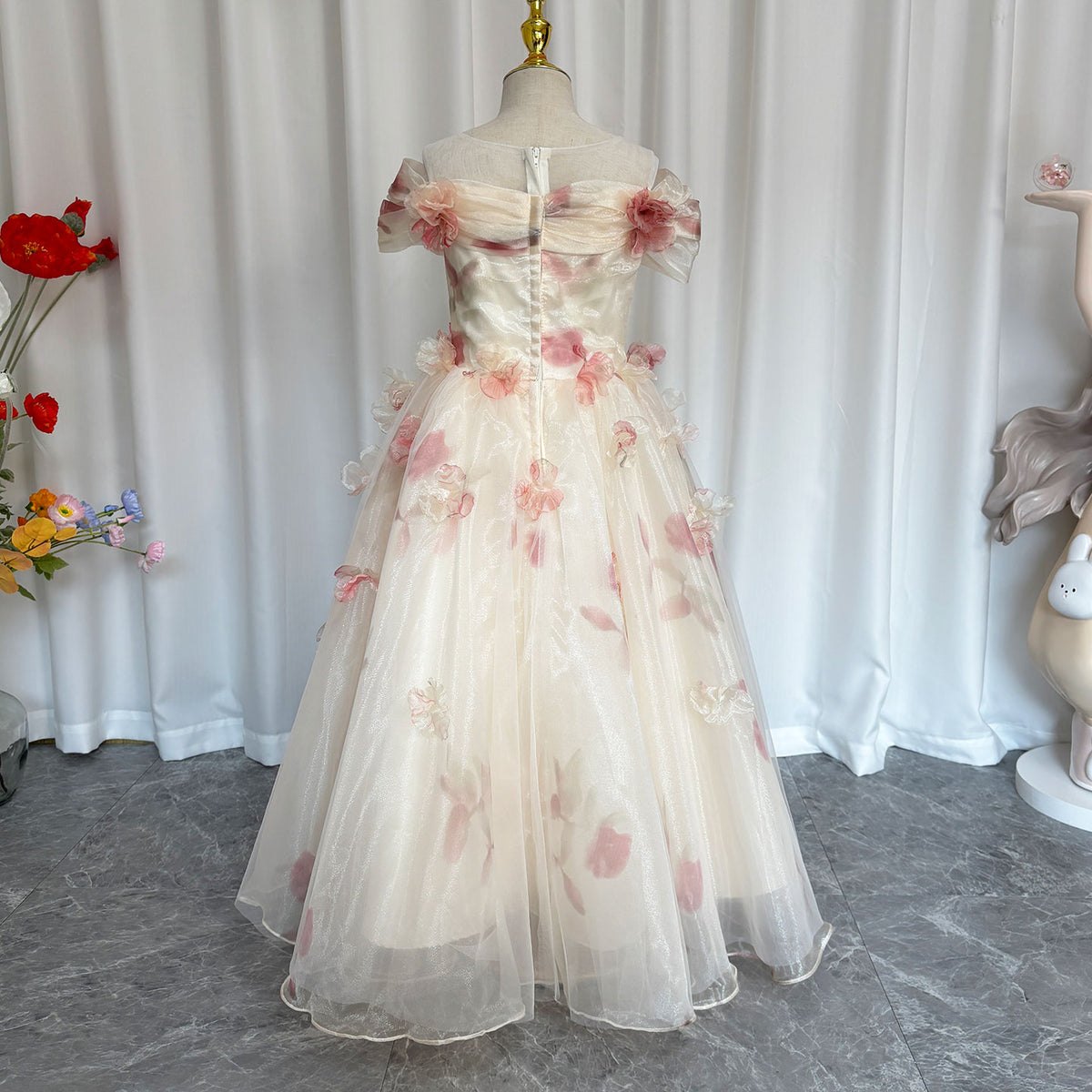 Jill Pink Flowers Girl Dress for Pageant Birthday Party J354