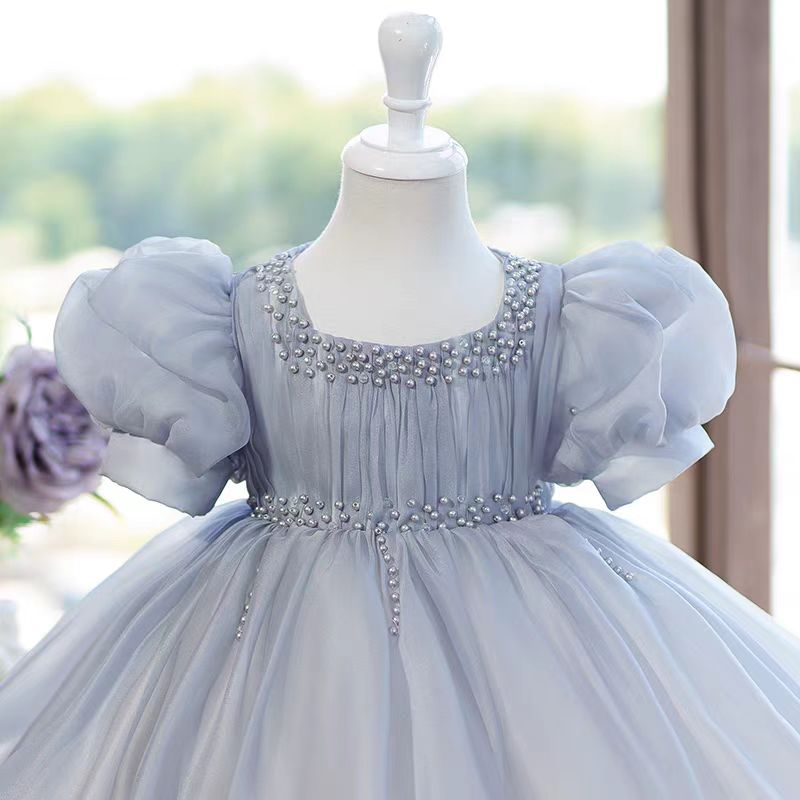 Jill Pink Girl Dress Pearl Beaded Square Neckline Ball Gown J416